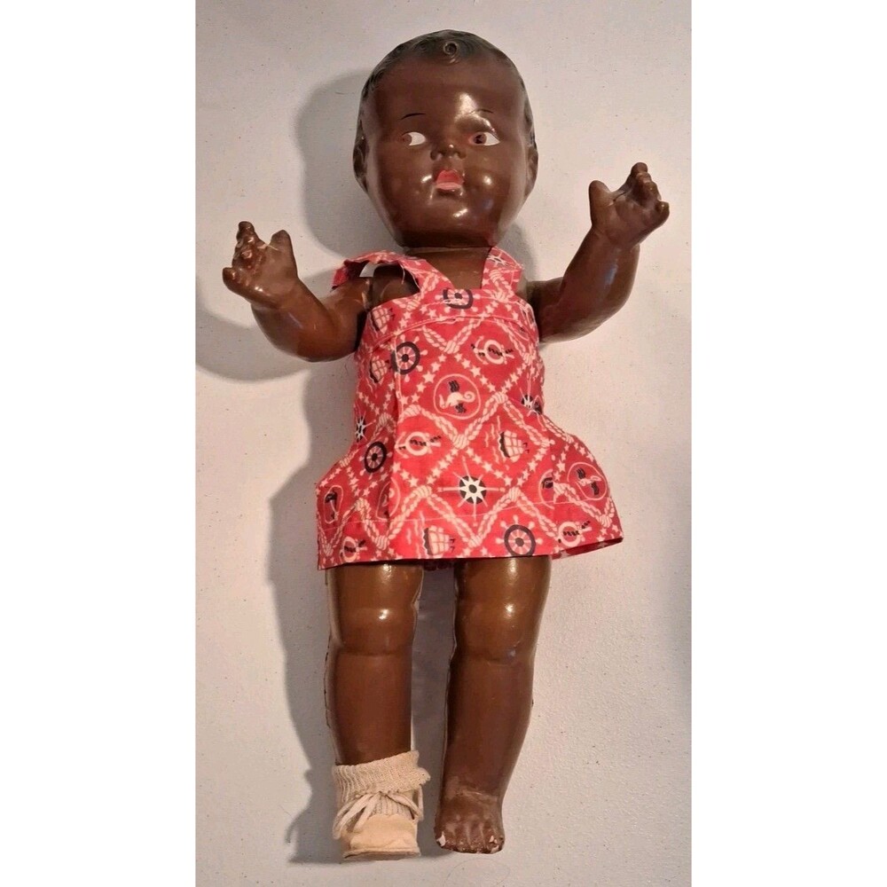 Vintage Topsy Black - African American Composition Doll Missing Yarn Pigtails